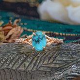 Heirloom 4-Prong Oval Cut Turquoise Engagement Ring